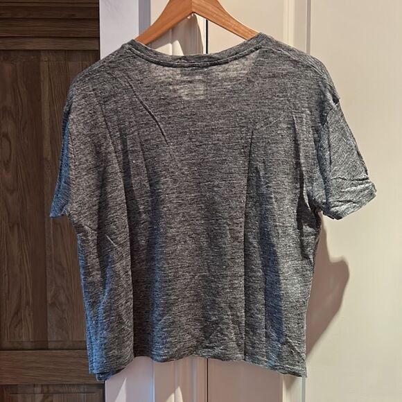 🎀Sandro metallic silver linen t shirt size 2 small euc - Picture 8 of 10